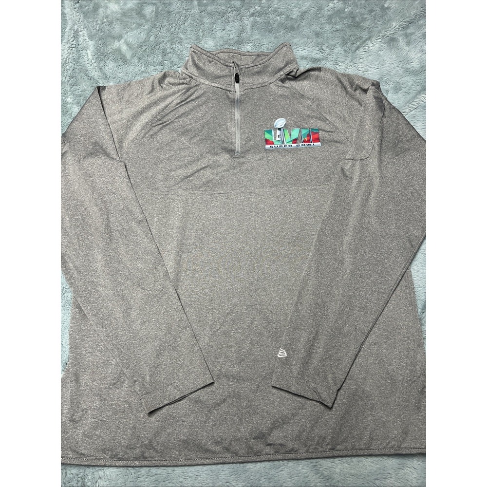 New Era Super Bowl LVII 2023 STAFF Teammate Pullover 1/4 zip Jacket Gray Sz M